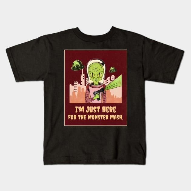 I'm just here for the monster mash Halloween Kids T-Shirt by TayaDesign